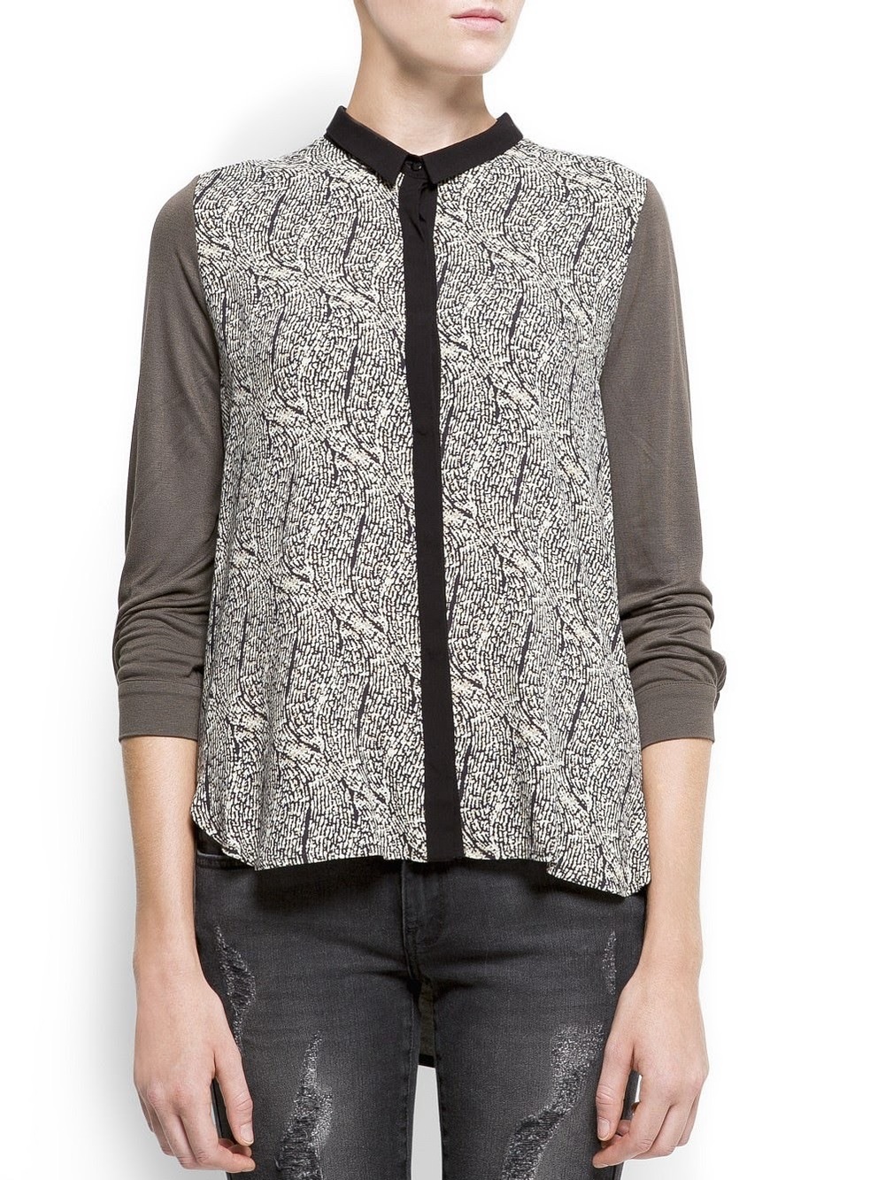 Mango olive patterned top